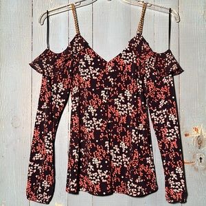 Michael Kors Floral Bare Shoulder V neck top